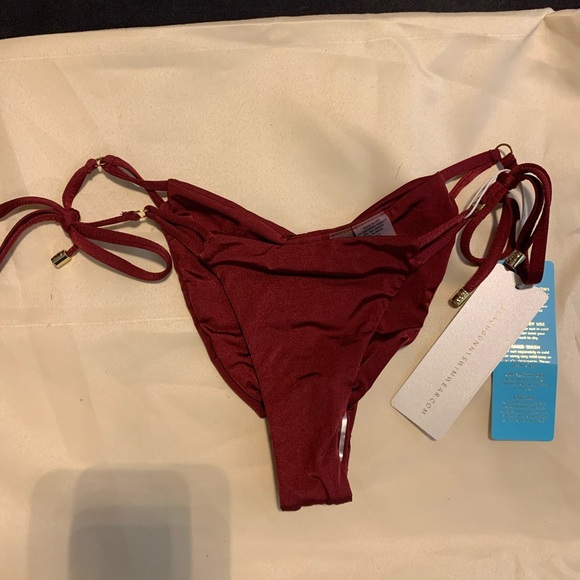 NWT Beach Bunny Maroon Tie String Bikini Bottom Lg - Picture 2 of 7